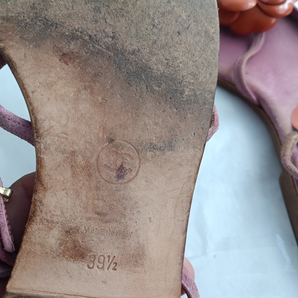 CHANEL Camellia  suede Sandals sz 39.5 - Picture 12 of 14